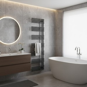 500mm (w) x 1800mm (h) Avantis Black Designer Electric Towel Rail (Single Heat or Thermostatic)