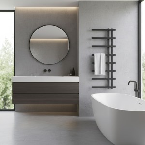 500mm (w) x 1200mm (h) Darley Black Designer Electric Towel Rail (Single Heat or Thermostatic)
