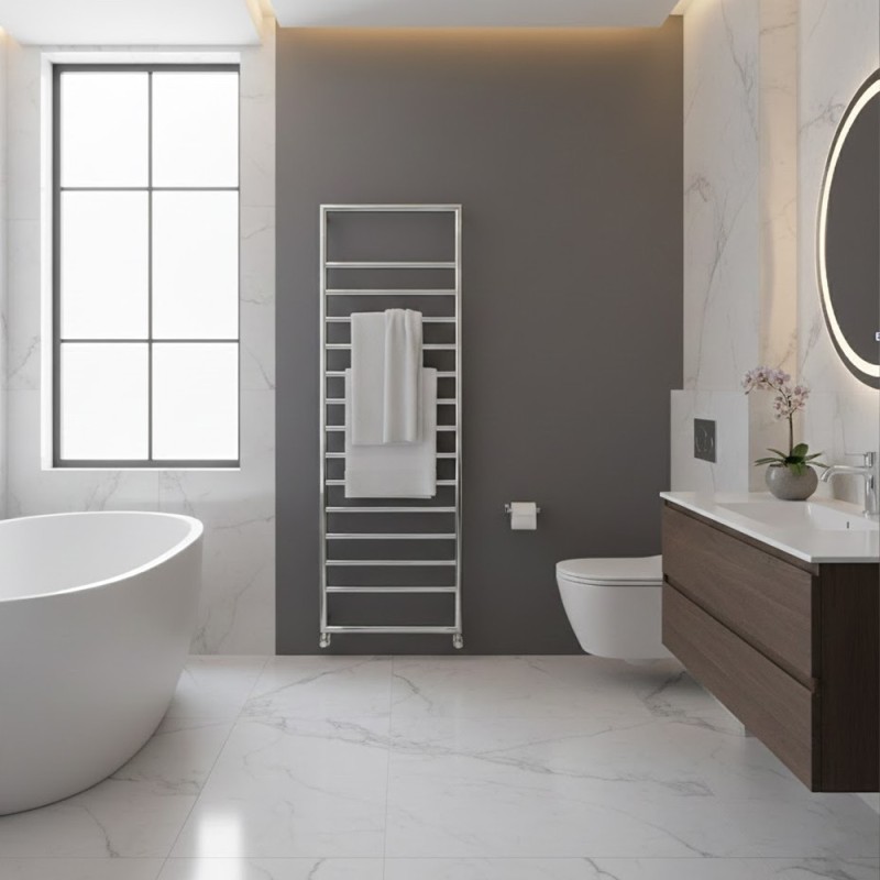 500mm (w) x 1300mm (h) Trevino Chrome Designer Towel Rail - closeup
