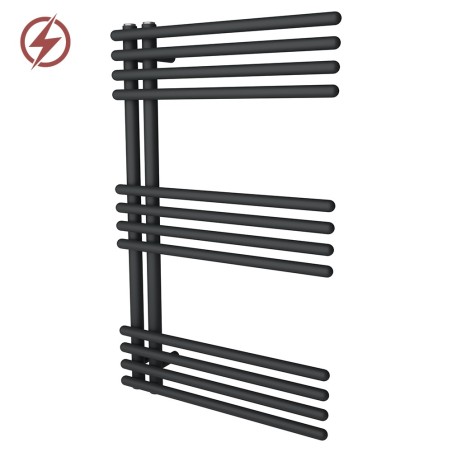 500mm (w) x 800mm (h) Avantis Black Heated Towel Rail