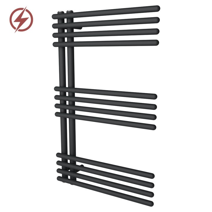 500mm (w) x 800mm (h) Avantis Black Heated Towel Rail
