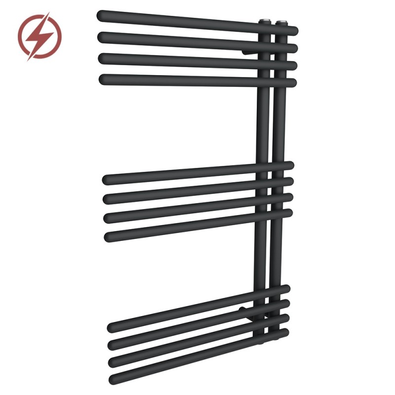 500mm (w) x 800mm (h) Avantis Black Heated Towel Rail