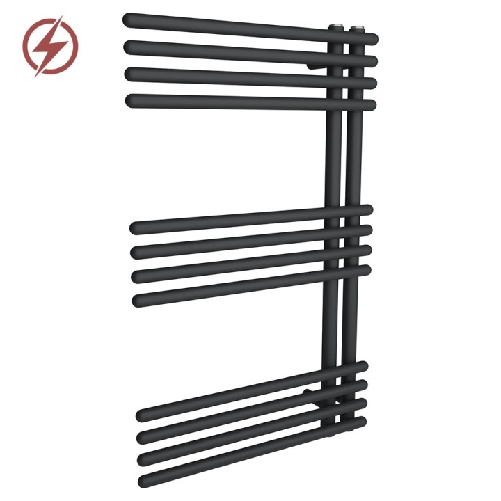 500mm (w) x 800mm (h) Avantis Black Heated Towel Rail