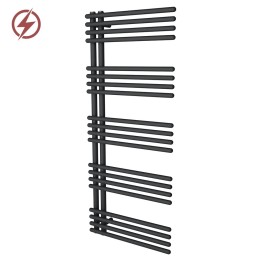 500mm (w) x 1200mm (h) Avantis Black Heated Towel Rail