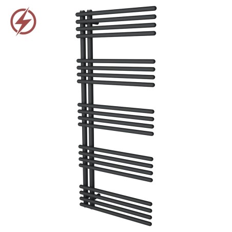 500mm (w) x 1200mm (h) Avantis Black Heated Towel Rail