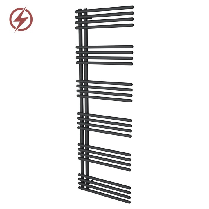 500mm (w) x 1500mm (h) Avantis Black Heated Towel Rail