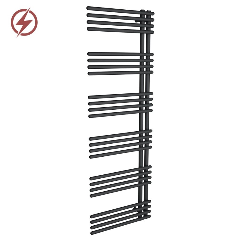 500mm (w) x 1500mm (h) Avantis Black Heated Towel Rail