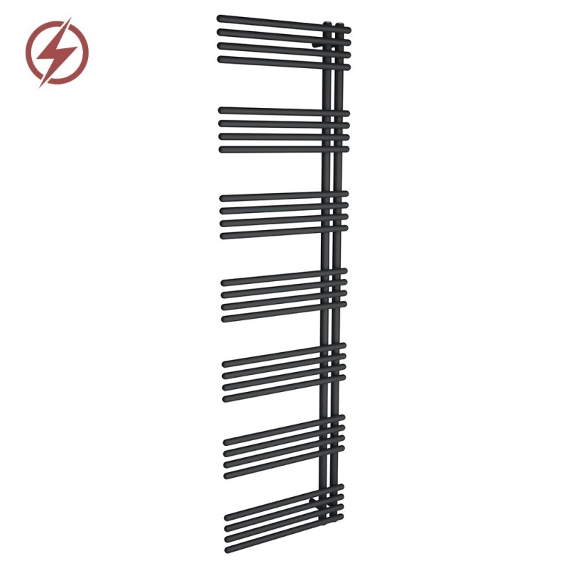 500mm (w) x 1800mm (h) Avantis Black Heated Towel Rail