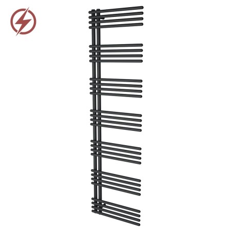 500mm (w) x 1800mm (h) Avantis Black Heated Towel Rail
