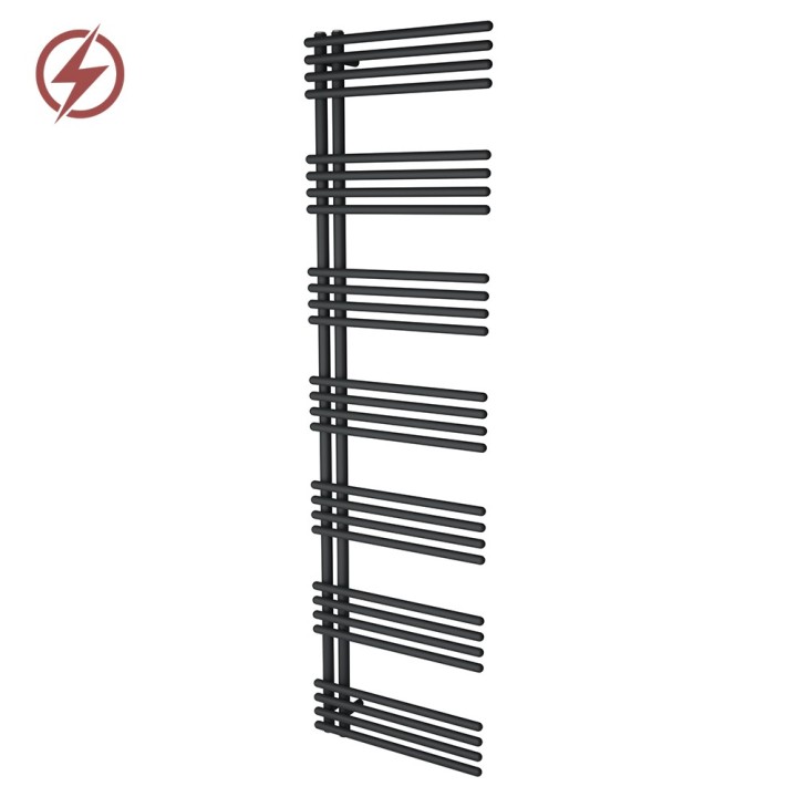 500mm (w) x 1800mm (h) Avantis Black Heated Towel Rail