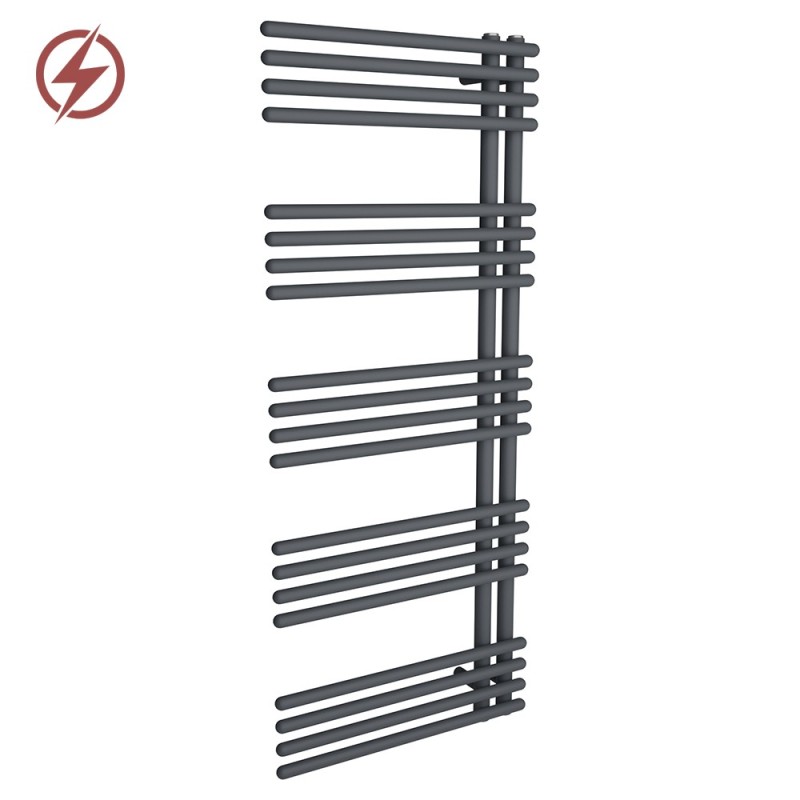500mm (w) x 1200mm (h) Avantis Anthracite Heated Towel Rail
