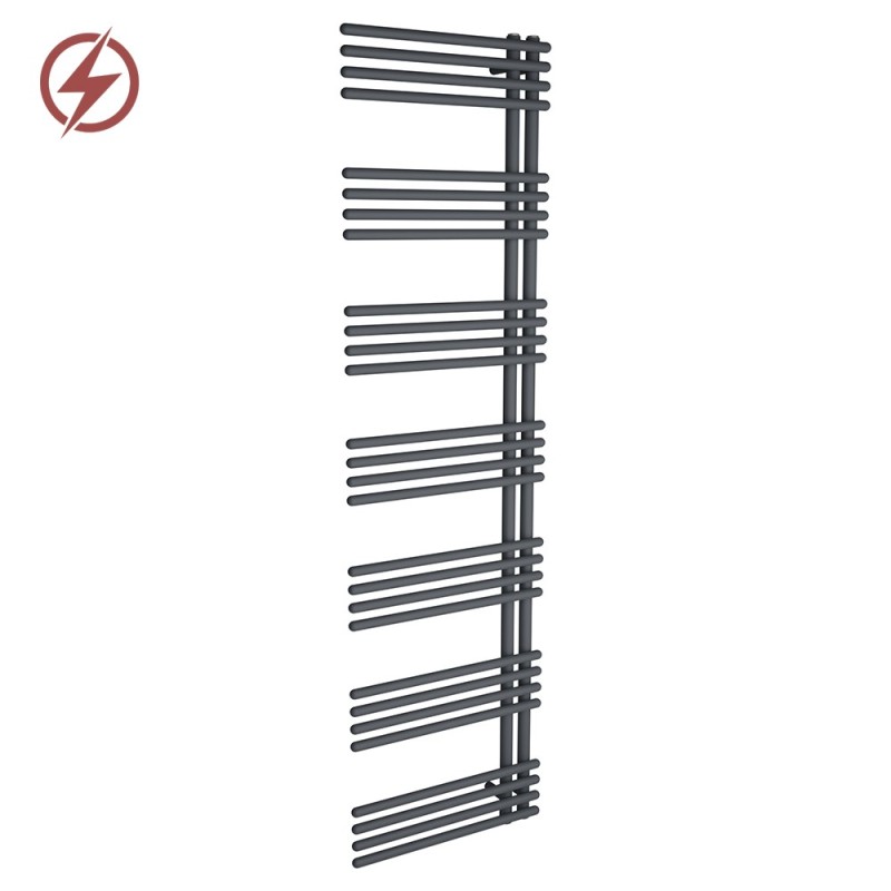 500mm (w) x 1800mm (h) Avantis Anthracite Heated Towel Rail