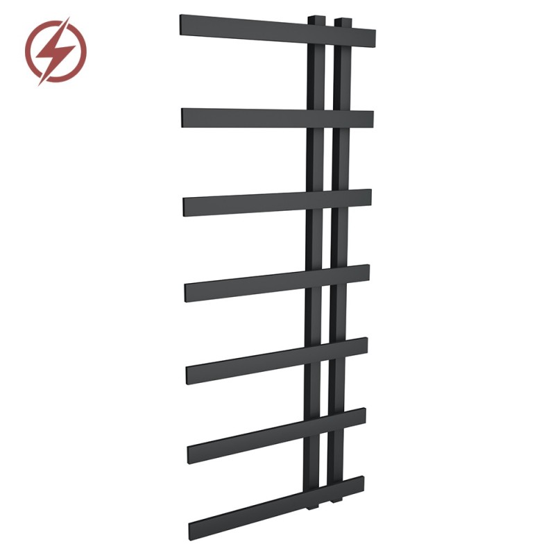 500mm (w) x 1200mm (h) Darley Black Heated Towel Rail