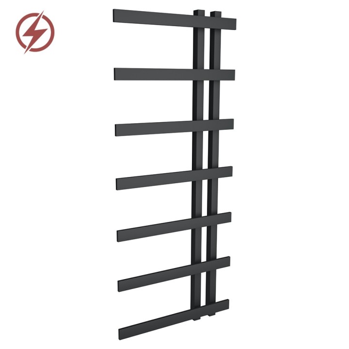 500mm (w) x 1200mm (h) Darley Black Heated Towel Rail