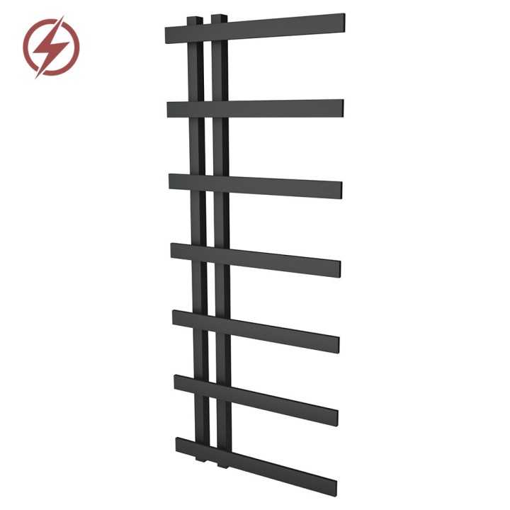 500mm (w) x 1200mm (h) Darley Black Heated Towel Rail