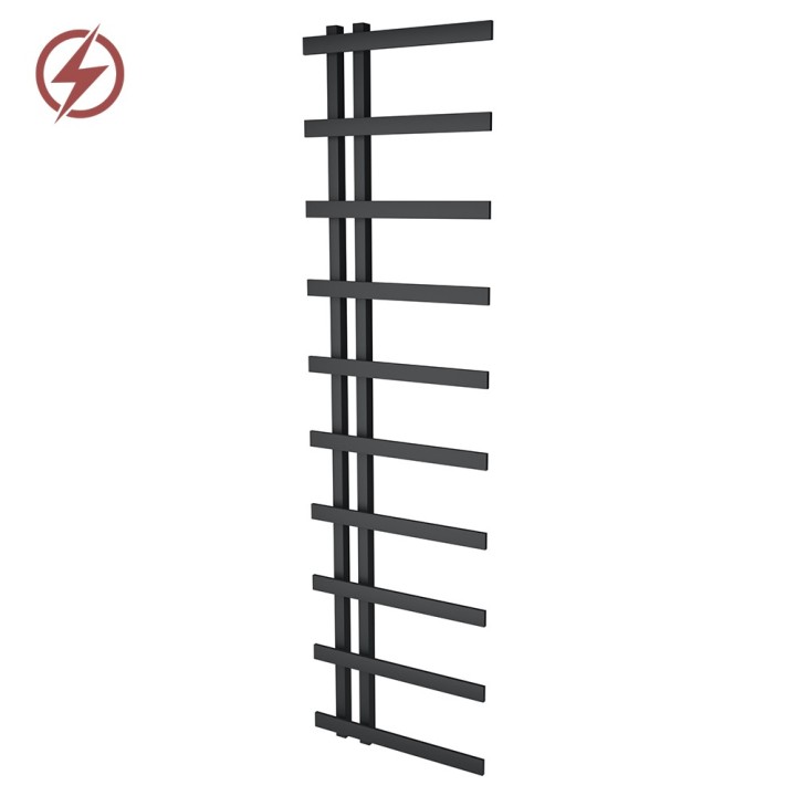 500mm (w) x 1800mm (h) Darley Black Heated Towel Rail