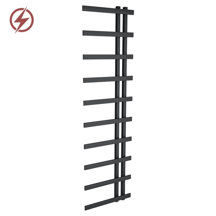 500mm (w) x 1800mm (h) Darley Black Heated Towel Rail