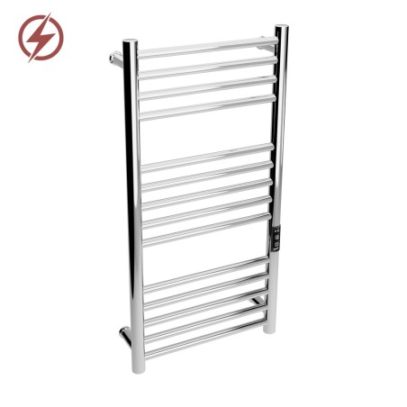 400mm (w) x 800mm (h) Tubo Polished Stainless Steel Dry Electric Towel Rail (In-Built Controller)