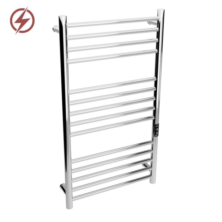 500mm (w) x 900mm (h) Tubo Polished Stainless Steel Dry Electric Towel Rail (In-Built Controller)