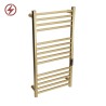 400mm (w) x 800mm (h) Tubo Brushed Brass Stainless Steel Dry Electric Towel Rail (In-Built Controller)