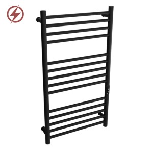 500mm (w) x 900mm (h) Tubo Matt Black Stainless Steel Dry Electric Towel Rail (In-Built Controller)