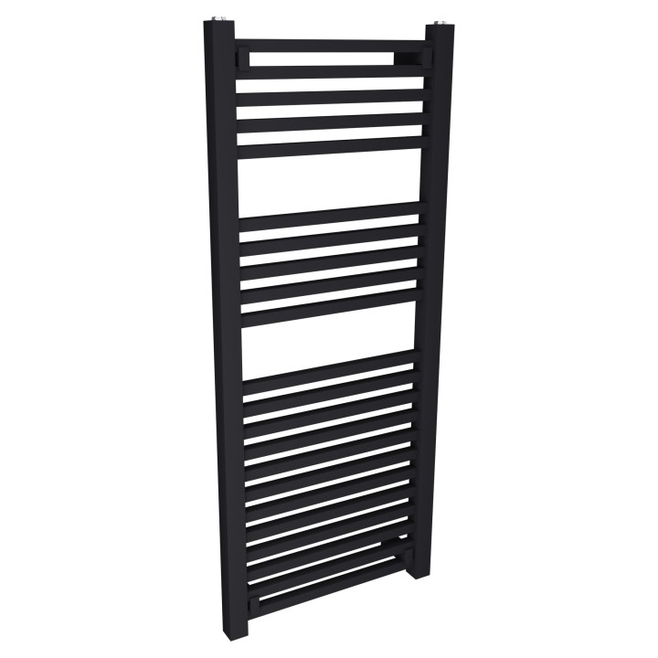 500mm (w) x 1200mm (h) Atlas Black Heated Towel Rail