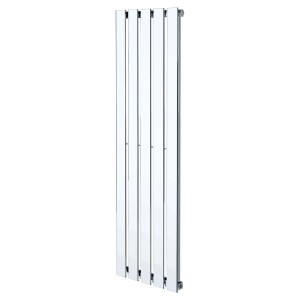 360mm (w) x 1250mm (h) Corwen Chrome Flat Panel Vertical Radiator (5 Sections)