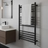 500mm (w) x 900mm (h) Tubo Matt Black Stainless Steel Dry Electric Towel Rail (In-Built Controller)