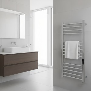 400mm (w) x 800mm (h) Tubo Polished Stainless Steel Dry Electric Towel Rail (In-Built Controller)