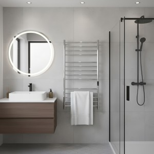 600mm (w) x 1100mm (h) Tubo Polished Stainless Steel Dry Electric Towel Rail (In-Built Controller)
