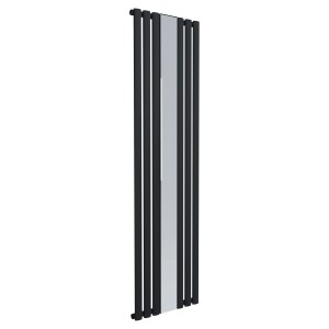 499mm (w) x 1800mm (h) Brecon Black Oval Tube Vertical Mirror Radiator (6 Sections)