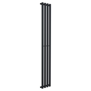 280mm (w) x 1800mm (h) Brecon Black Oval Tube Vertical Radiator (4 Sections)