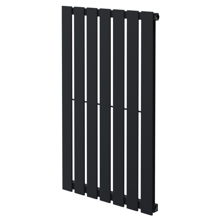 516mm (w) x 850mm (h) "Corwen" Black Flat Panel Vertical Radiator (6 Sections)