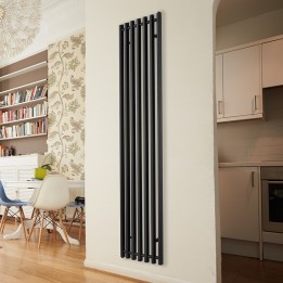 390mm  x 1760mm  Titan Curved Black Vertical  Radiator