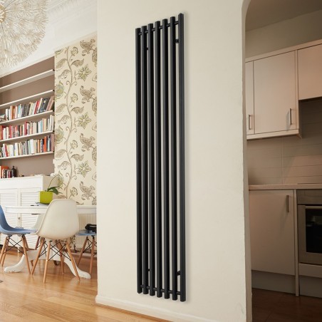 390mm  x 1760mm  Titan Curved Black Vertical  Radiator