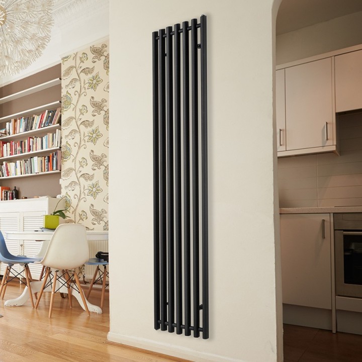 390mm  x 1760mm  Titan Curved Black Vertical  Radiator