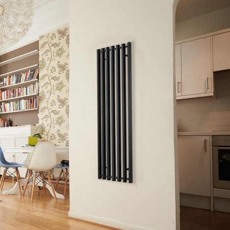 390mm  x 1300mm  Titan Curved Black Vertical  Radiator