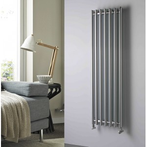 390mm (w) x 1300mm (h) Titan Curved Chrome Vertical D-Profile Designer Radiator