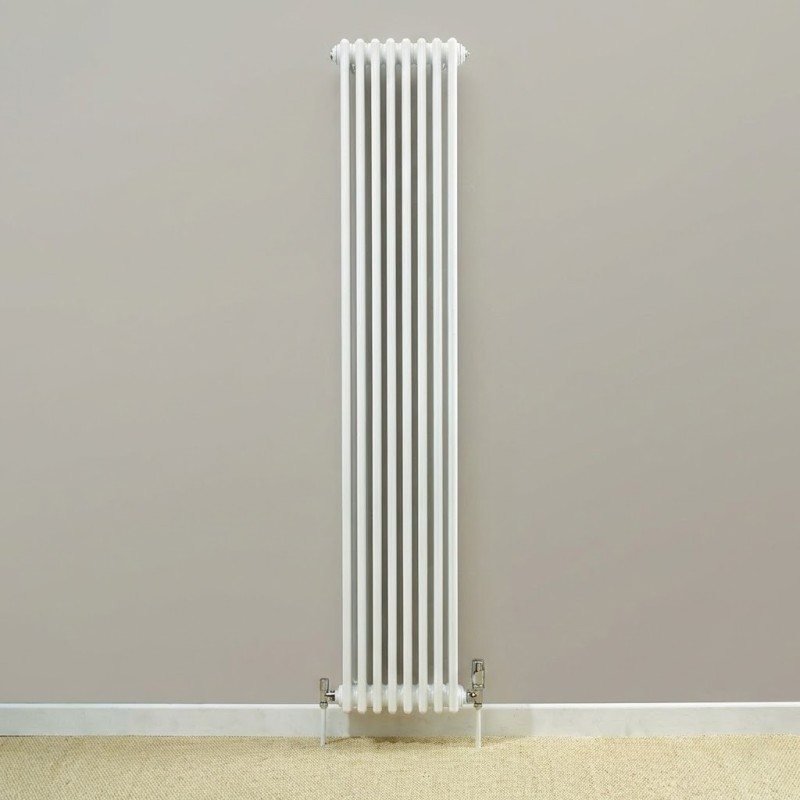 Korona 3 Column White Vertical Radiators & Floor Mounts