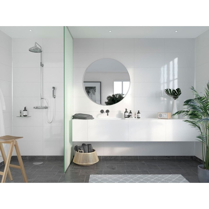 Athen White Contemporary 60 x 30 Tile Effect - Fibo