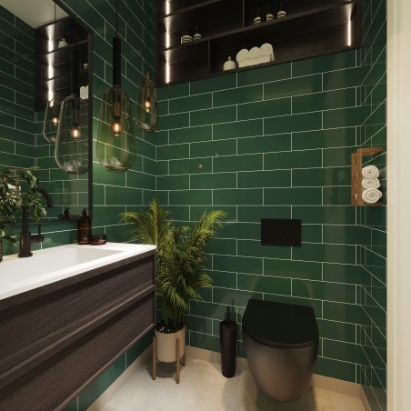 Bottle Green Metro Brick Urban Tile Effect - Fibo