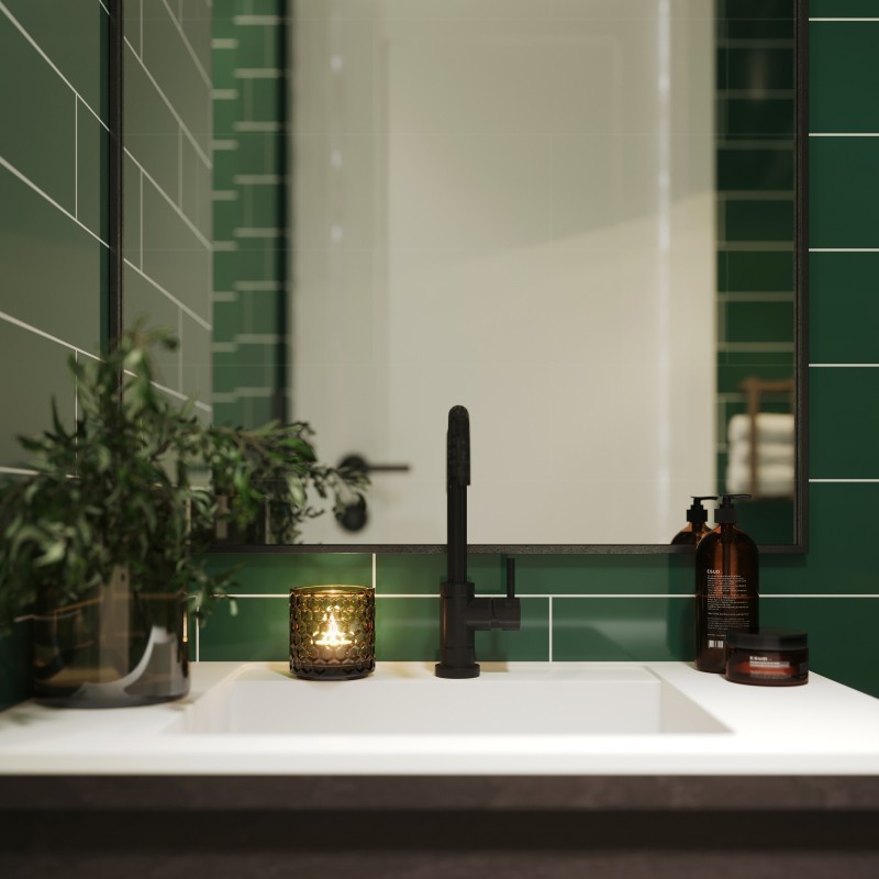 Bottle Green Metro Brick Urban Tile Effect - Fibo