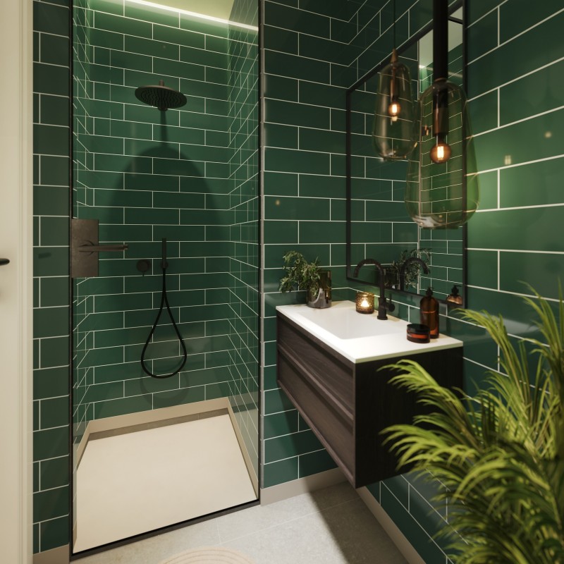 Bottle Green Metro Brick Urban Tile Effect - Fibo