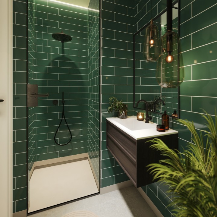 Bottle Green Metro Brick Urban Tile Effect - Fibo