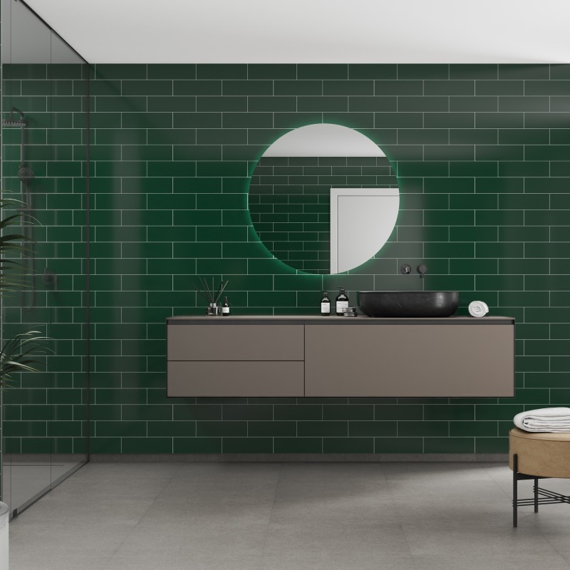 Bottle Green Metro Brick Urban Tile Effect - Fibo