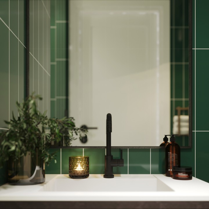 Bottle Green Stacked Subway Brick Urban Tile Effect - Fibo