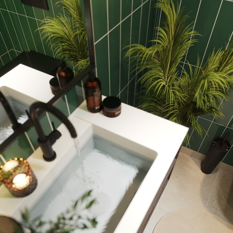 Bottle Green Stacked Subway Brick Urban Tile Effect - Fibo