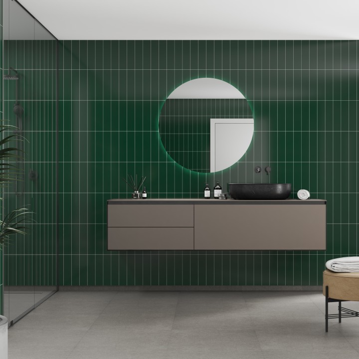 Bottle Green Stacked Subway Brick Urban Tile Effect - Fibo