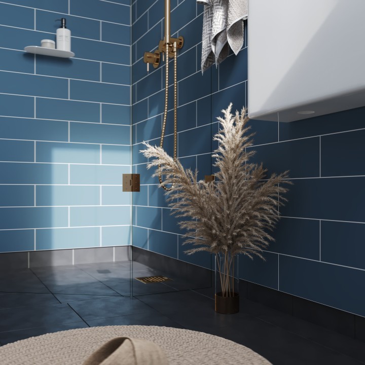 Dusty Blue Metro Brick Urban Tile Effect - Fibo