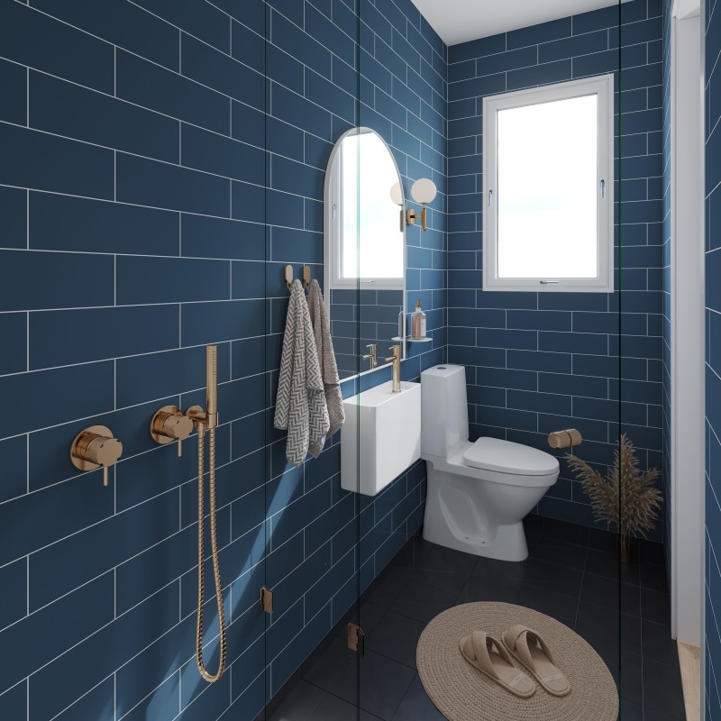 Dusty Blue Metro Brick Urban Tile Effect - Fibo